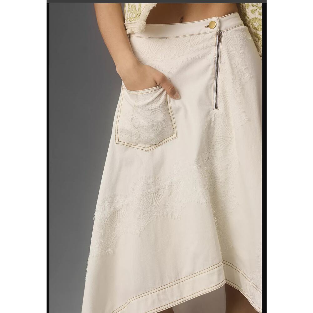 Pilcro Asymmetrical Denim Midi Skirt - New Size 10 - Picture 6 of 10